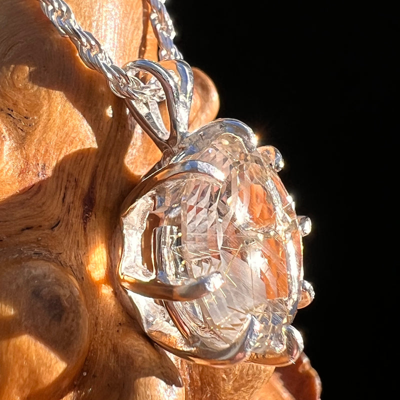 Golden Rutile Spider Quartz Pendant Sterling Silver #7800-Moldavite Life