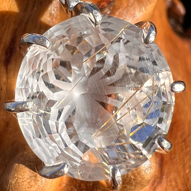 Golden Rutile Spider Quartz Pendant Sterling Silver #7802-Moldavite Life