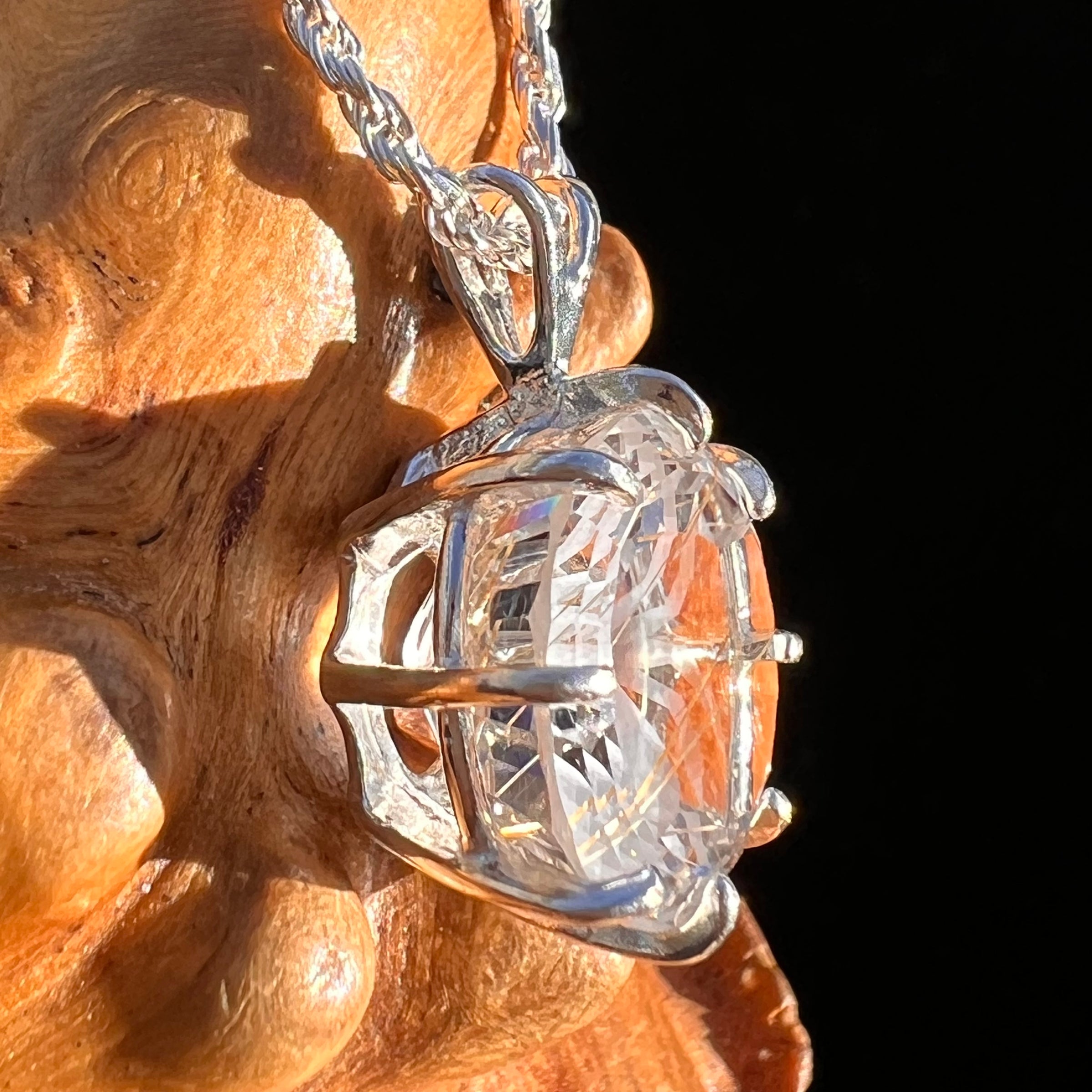 Golden Rutile Spider Quartz Pendant Sterling Silver #7802-Moldavite Life