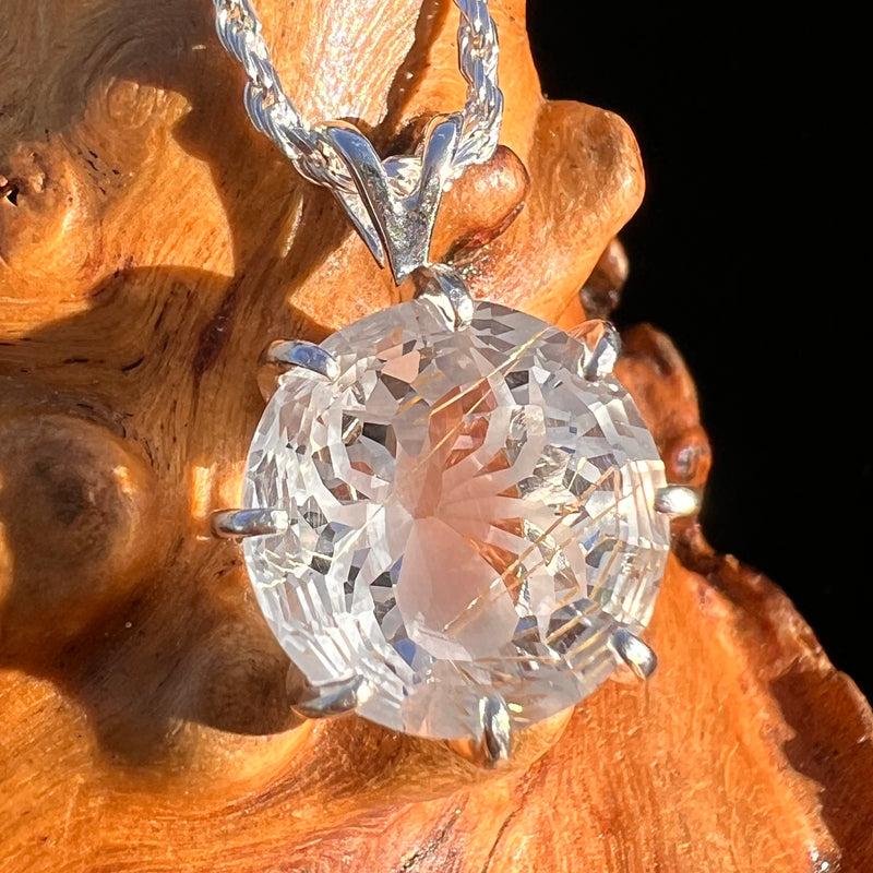 Golden Rutile Spider Quartz Pendant Sterling Silver #7802-Moldavite Life