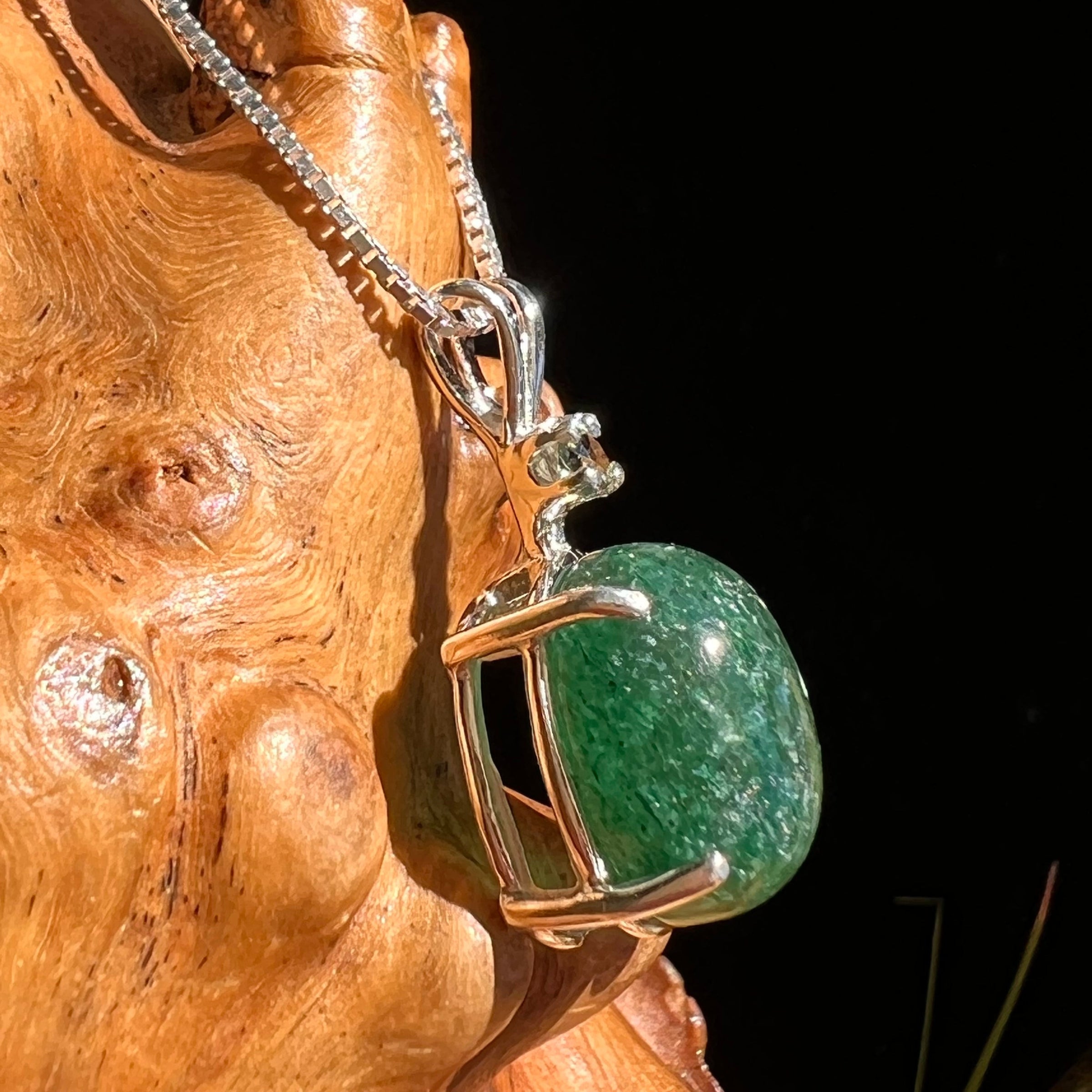 Green Aventurine & Moldavite Necklace Sterling #6630-Moldavite Life