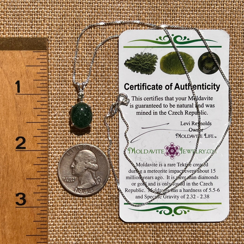 Green Aventurine & Moldavite Necklace Sterling #6630-Moldavite Life