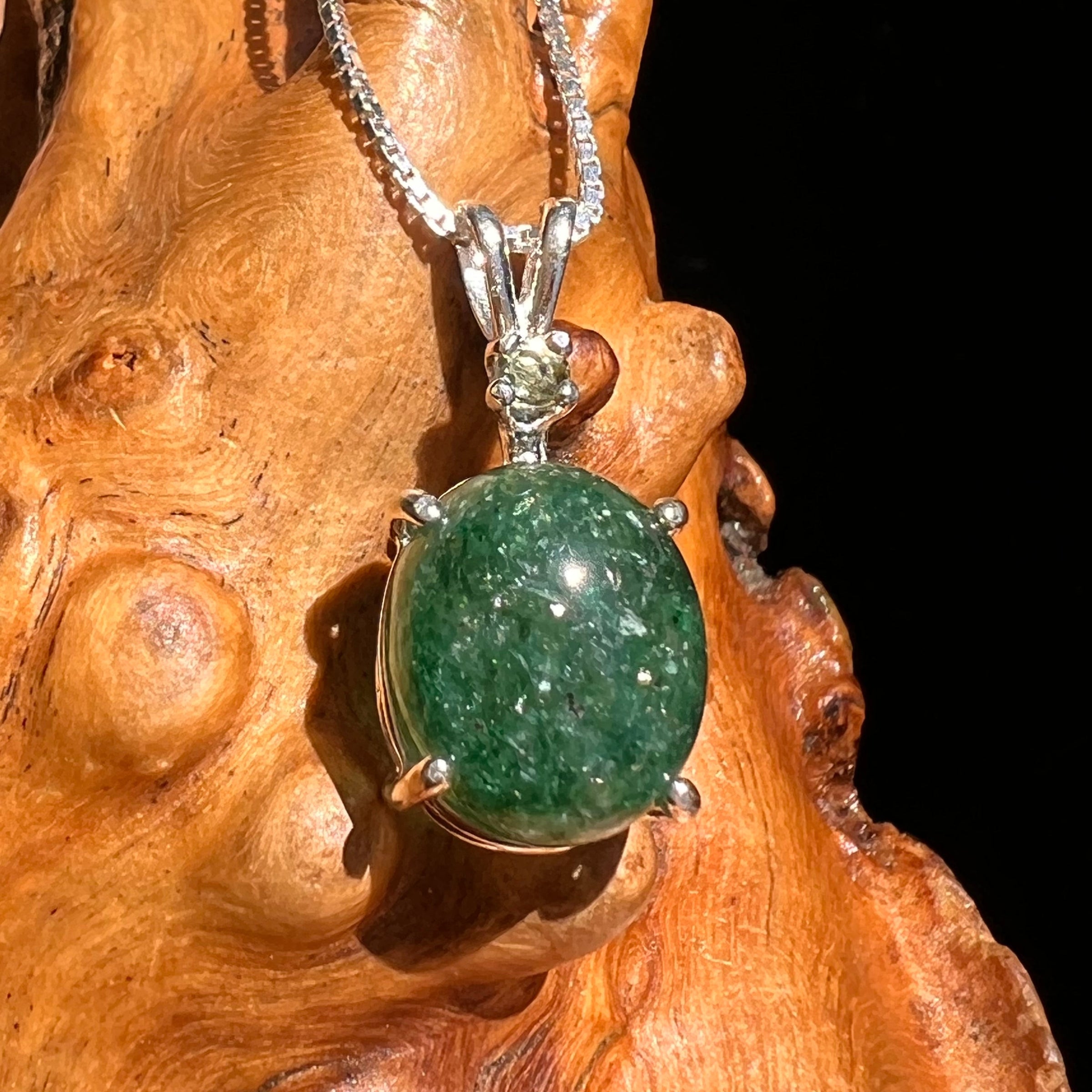 Green Aventurine & Moldavite Necklace Sterling #6630-Moldavite Life