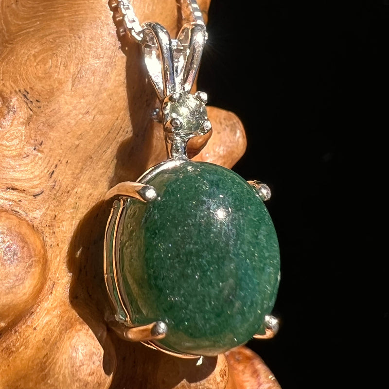 Green Aventurine & Moldavite Necklace Sterling #6632-Moldavite Life