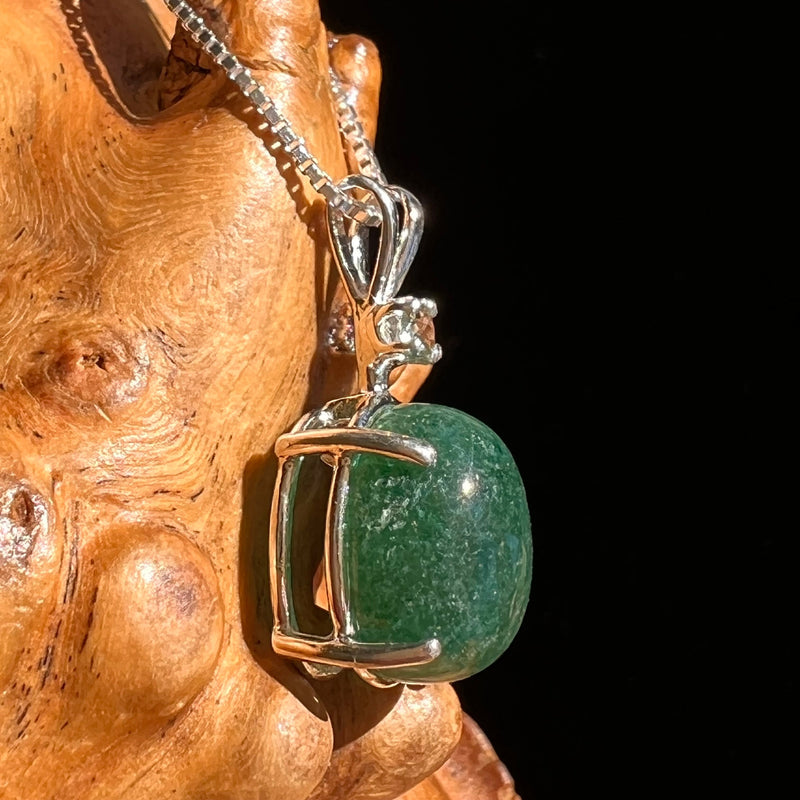 Green Aventurine & Moldavite Necklace Sterling #6632-Moldavite Life