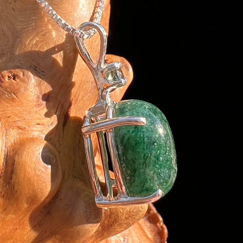 Green Aventurine & Moldavite Necklace Sterling #7555-Moldavite Life