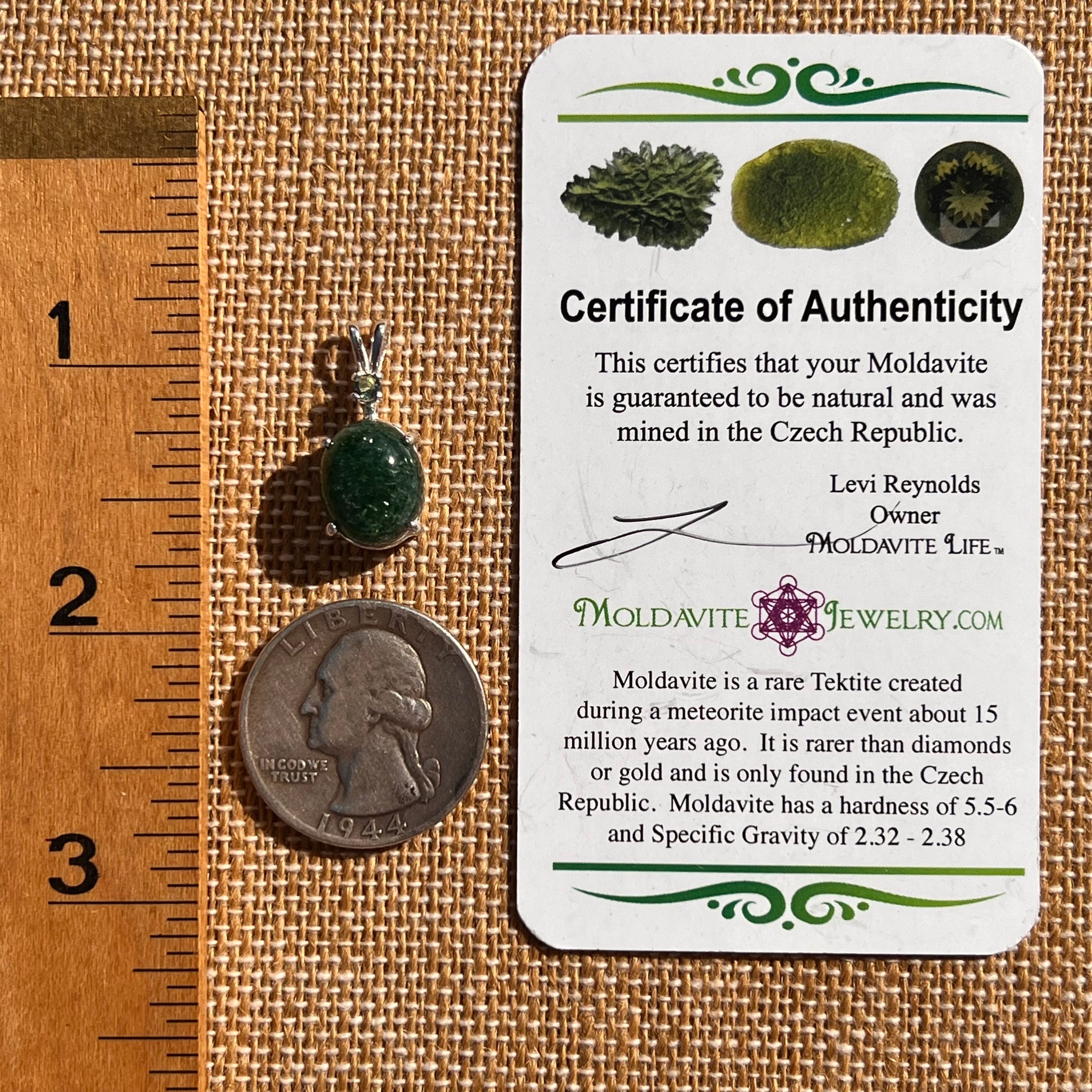 Green Aventurine & Moldavite Necklace Sterling #7555-Moldavite Life