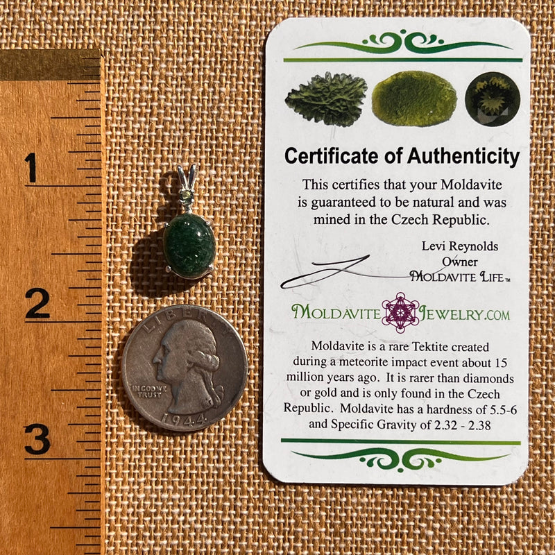 Green Aventurine & Moldavite Necklace Sterling #7555-Moldavite Life