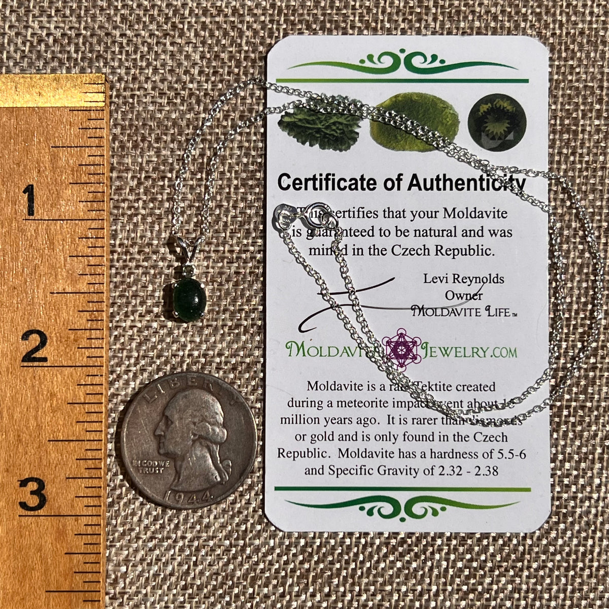 Green Aventurine & Moldavite Necklace Sterling Silver #8693-Moldavite Life