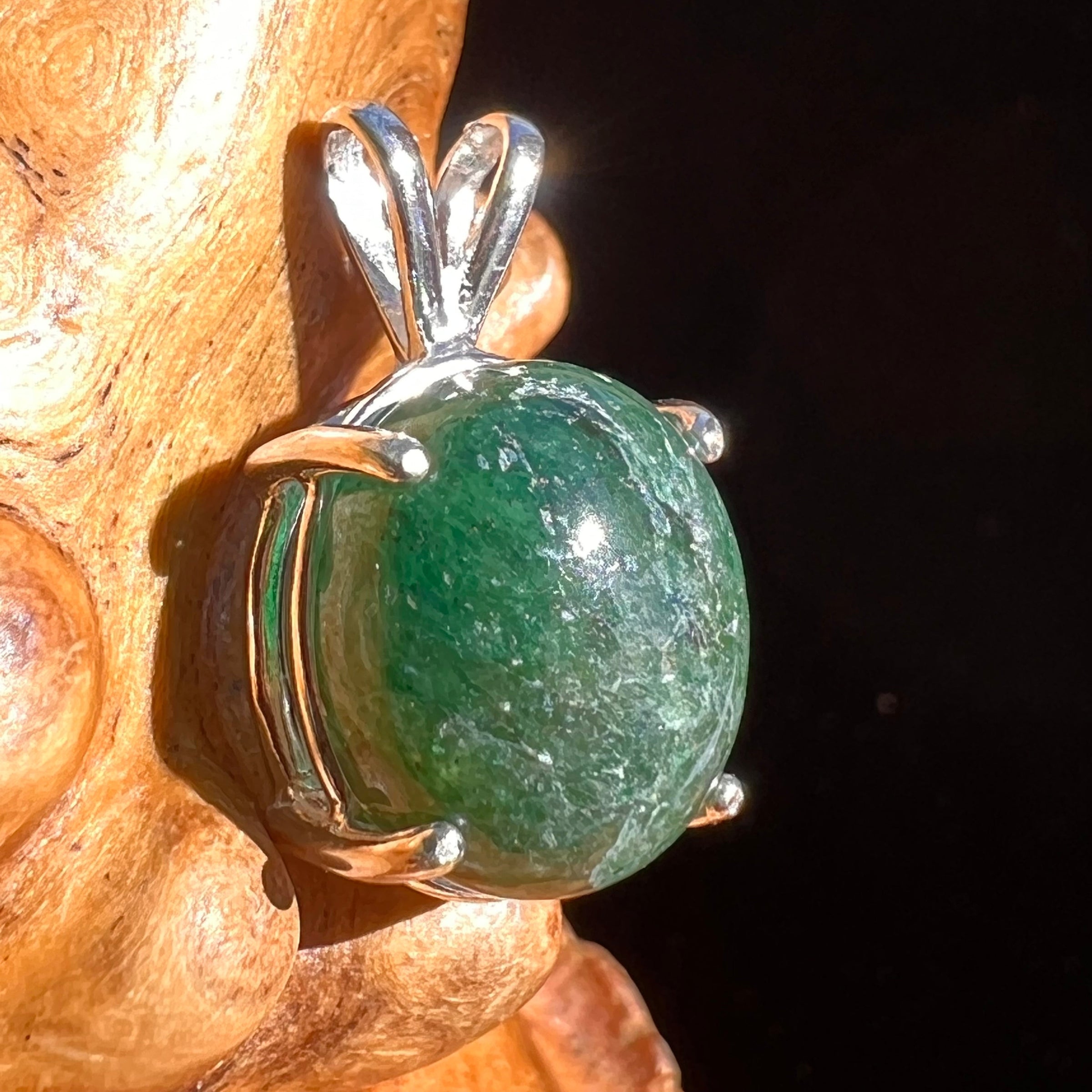 Green Aventurine Pendant Sterling Silver #6266-Moldavite Life