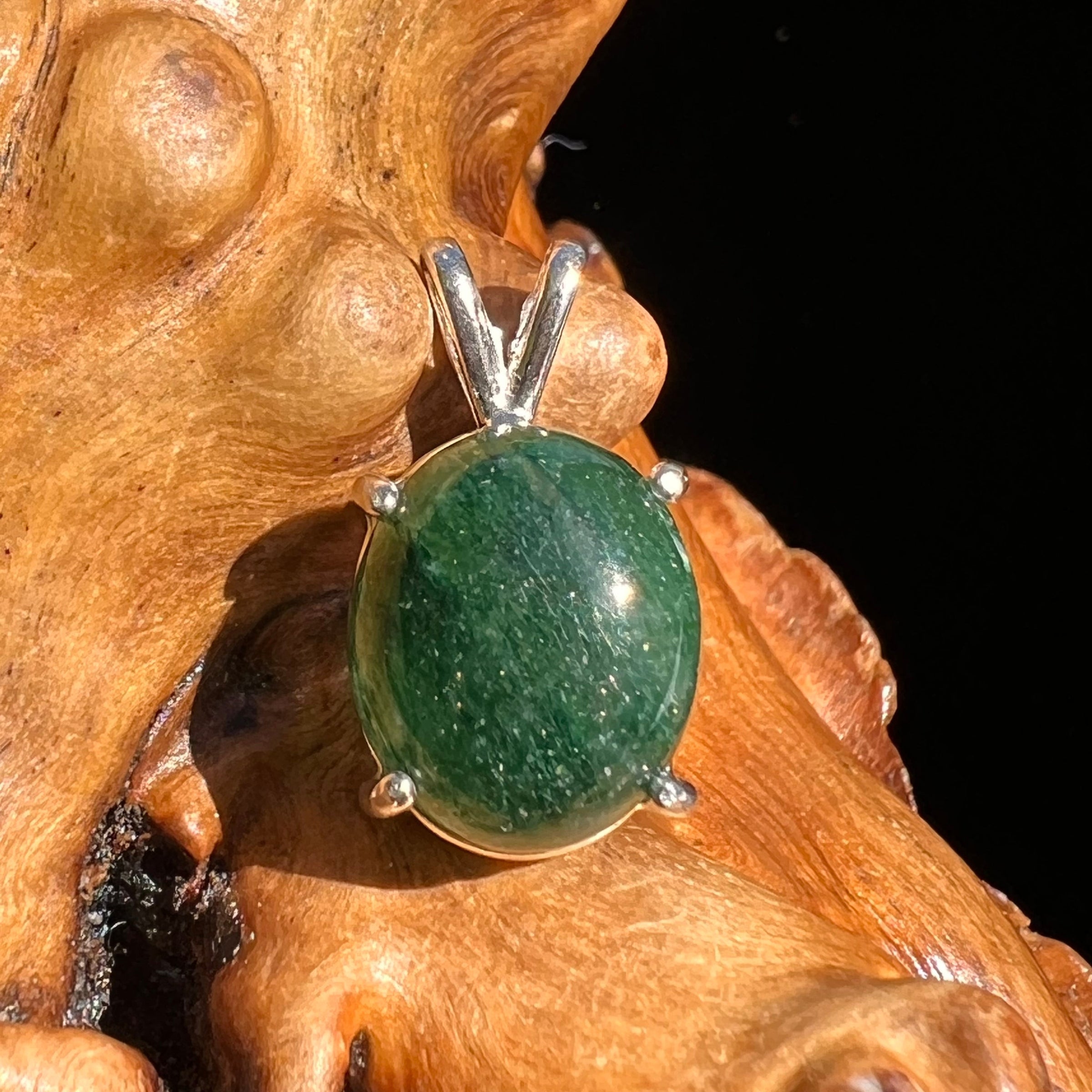 Green Aventurine Pendant Sterling Silver #6267-Moldavite Life