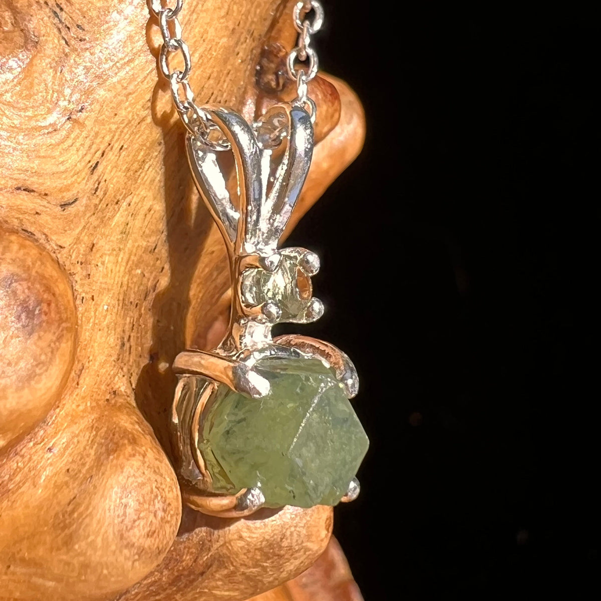 Green Garnet & Moldavite Necklace Sterling Silver #6691-Moldavite Life