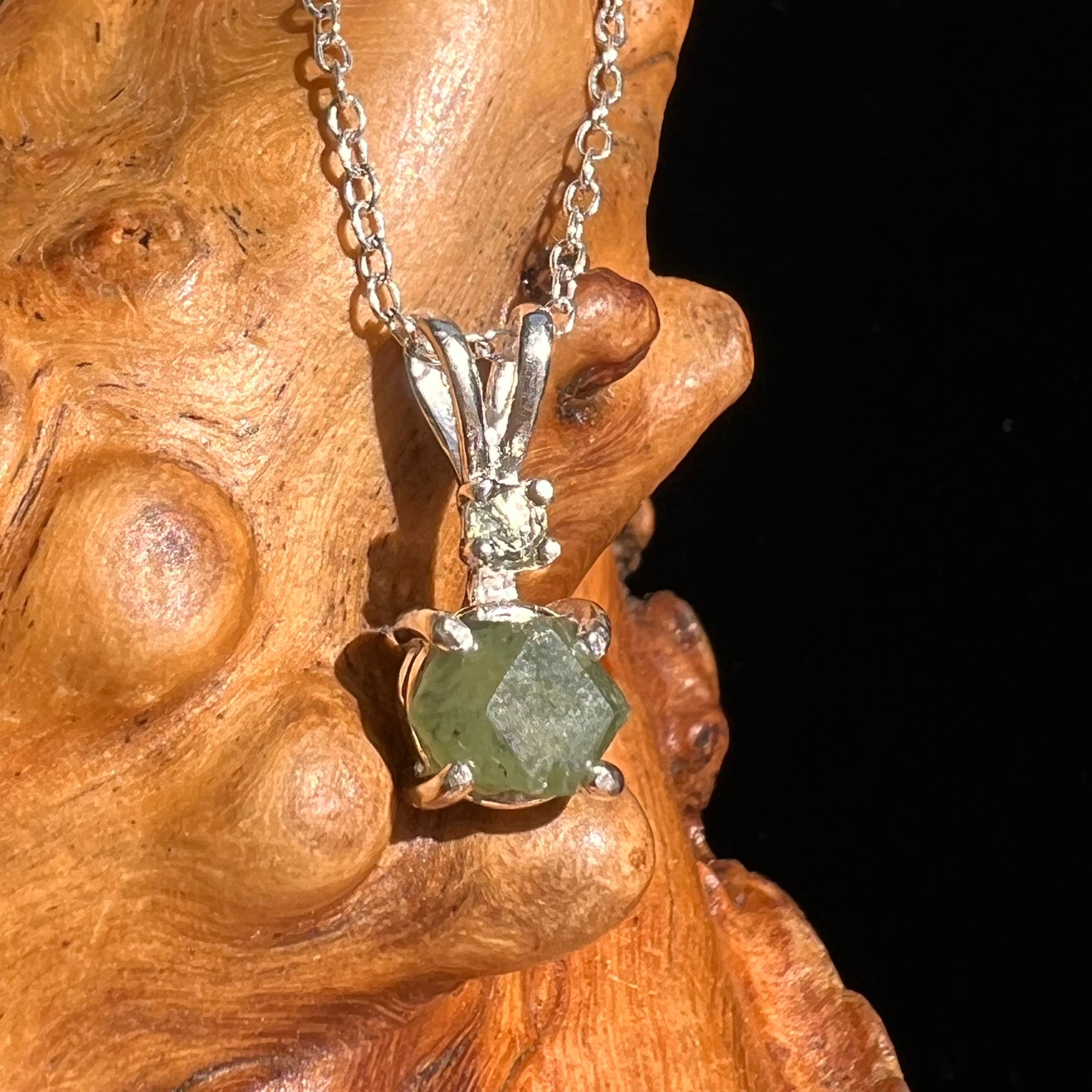 Green Garnet & Moldavite Necklace Sterling Silver #6691-Moldavite Life