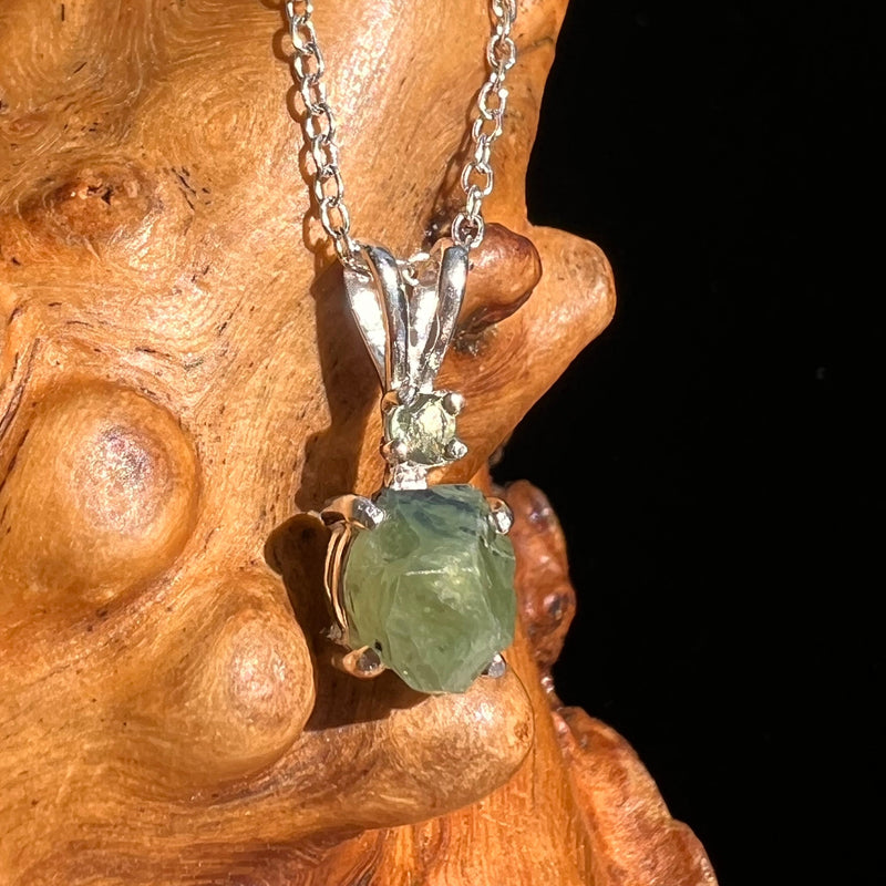 Green Garnet & Moldavite Necklace Sterling Silver #6692-Moldavite Life