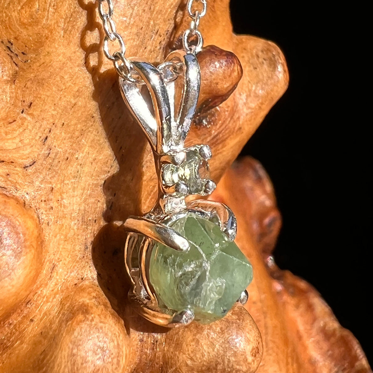 Green Garnet & Moldavite Necklace Sterling Silver #6693-Moldavite Life