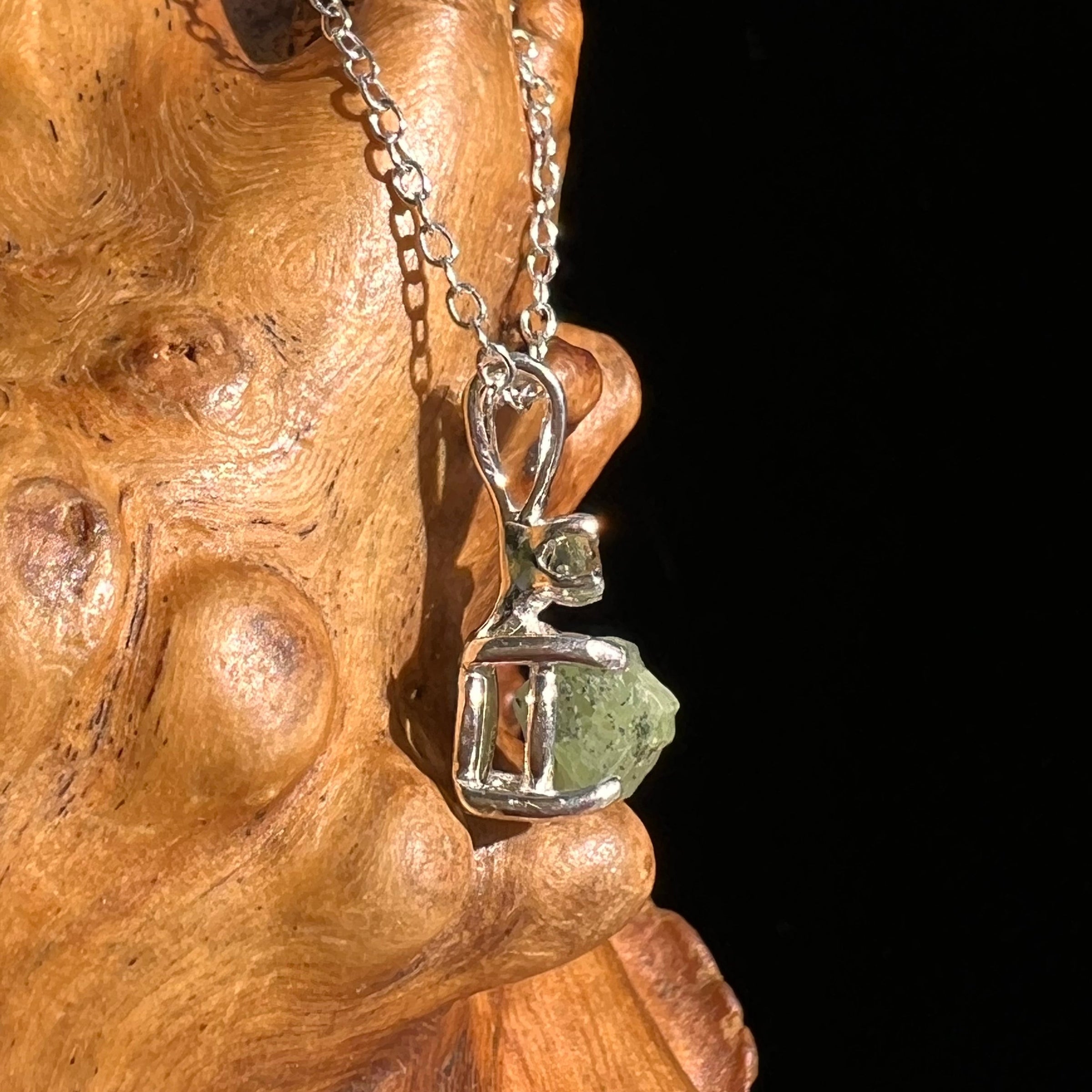 Green Garnet & Moldavite Necklace Sterling Silver #6694-Moldavite Life