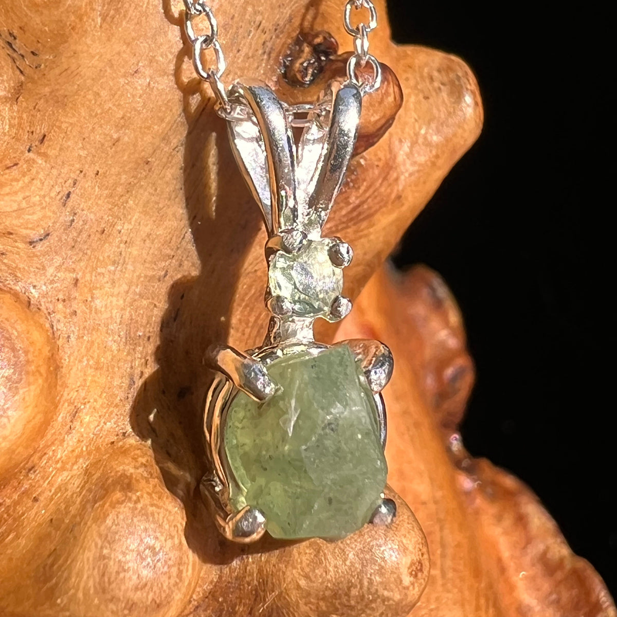 Green Garnet & Moldavite Necklace Sterling Silver #6695-Moldavite Life