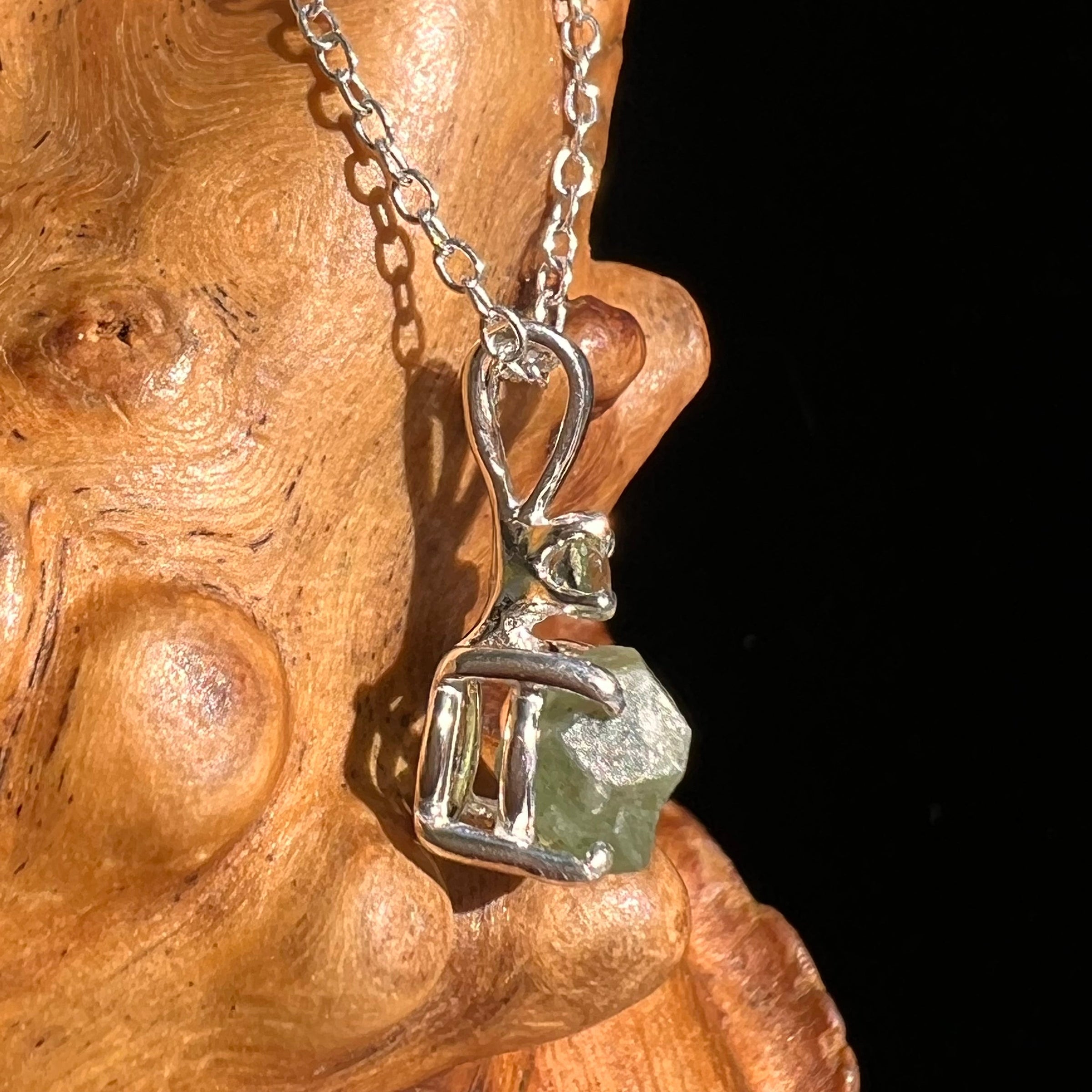 Green Garnet & Moldavite Necklace Sterling Silver #6695-Moldavite Life