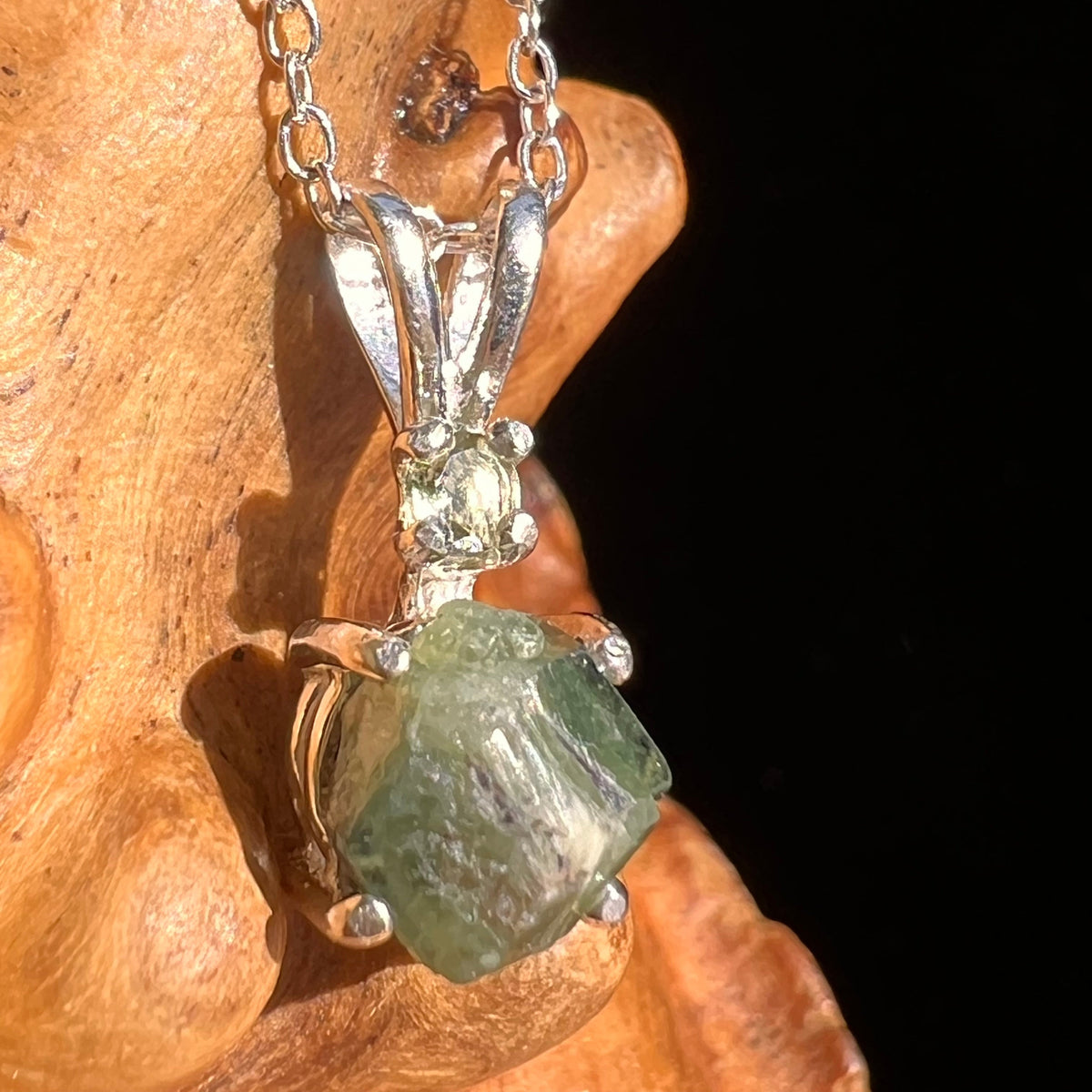 Green Garnet & Moldavite Necklace Sterling Silver #6699-Moldavite Life