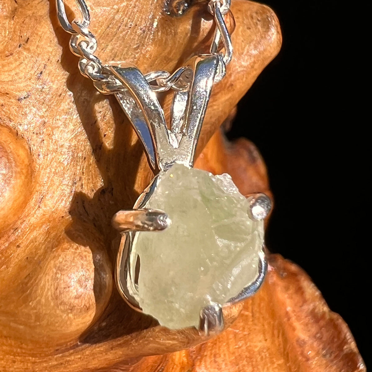 Green Herderite Pendant Sterling Silver #6648-Moldavite Life