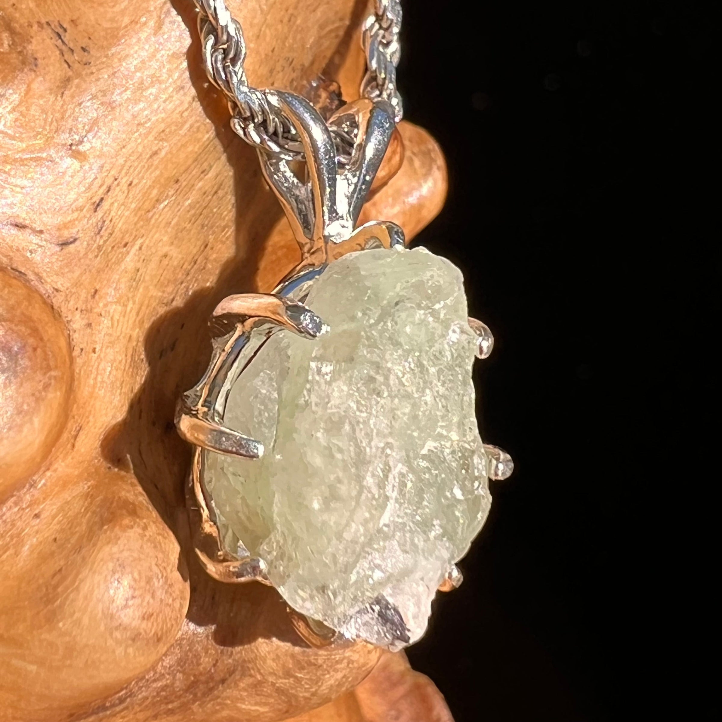 Green Herderite Pendant Sterling Silver #6650-Moldavite Life