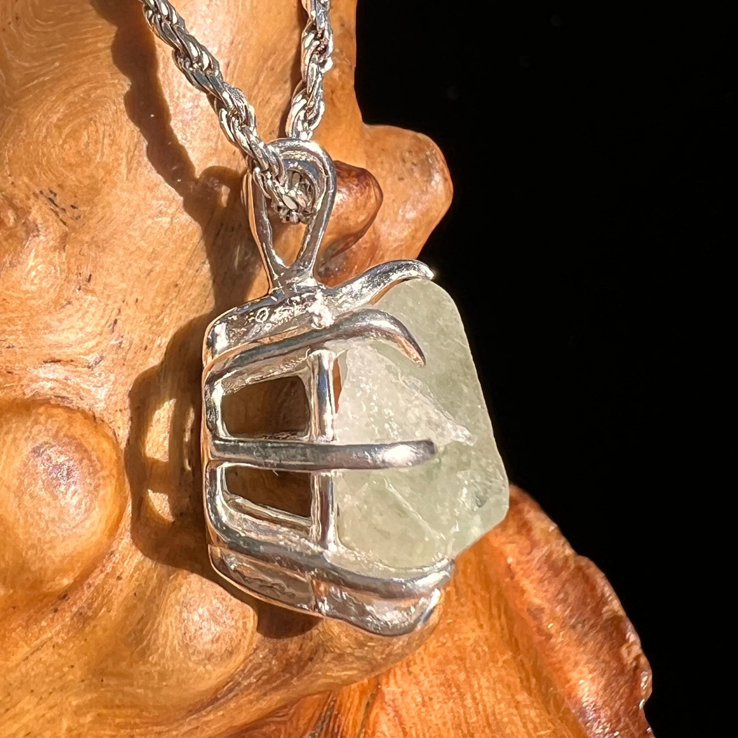 Green Herderite Pendant Sterling Silver #6651-Moldavite Life