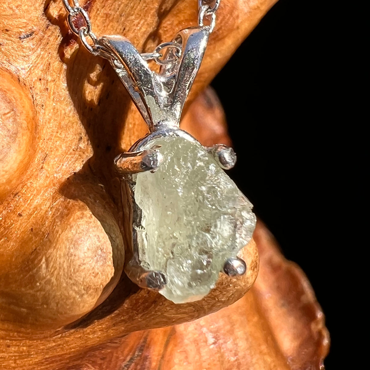 Green Herderite Pendant Sterling Silver #8255-Moldavite Life