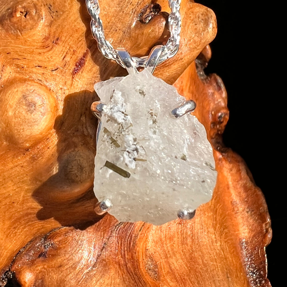 Green Herderite Pendant Sterling Silver #8324-Moldavite Life