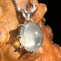 Green Moonstone Pendant Necklace Silver #5220-Moldavite Life