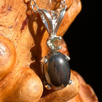 Hematite & Moldavite Necklace Sterling Silver #8692-Moldavite Life