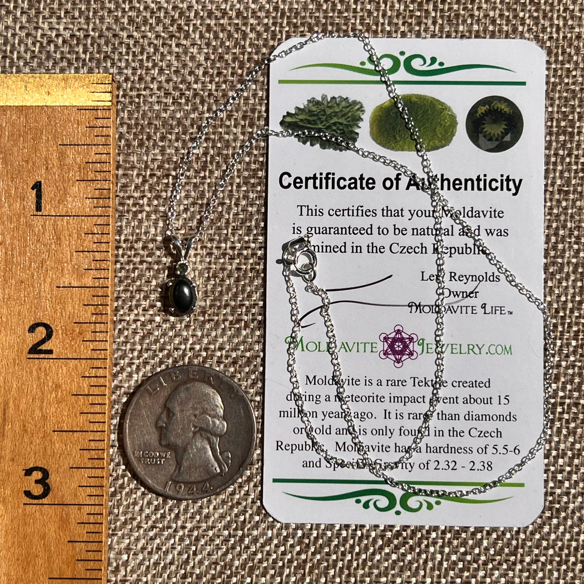 Hematite & Moldavite Necklace Sterling Silver #8692-Moldavite Life