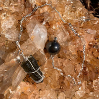 Hematite & Moldavite Pendulum #16-Moldavite Life