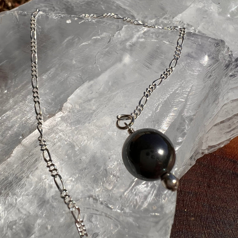 Hematite & Moldavite Pendulum #20-Moldavite Life