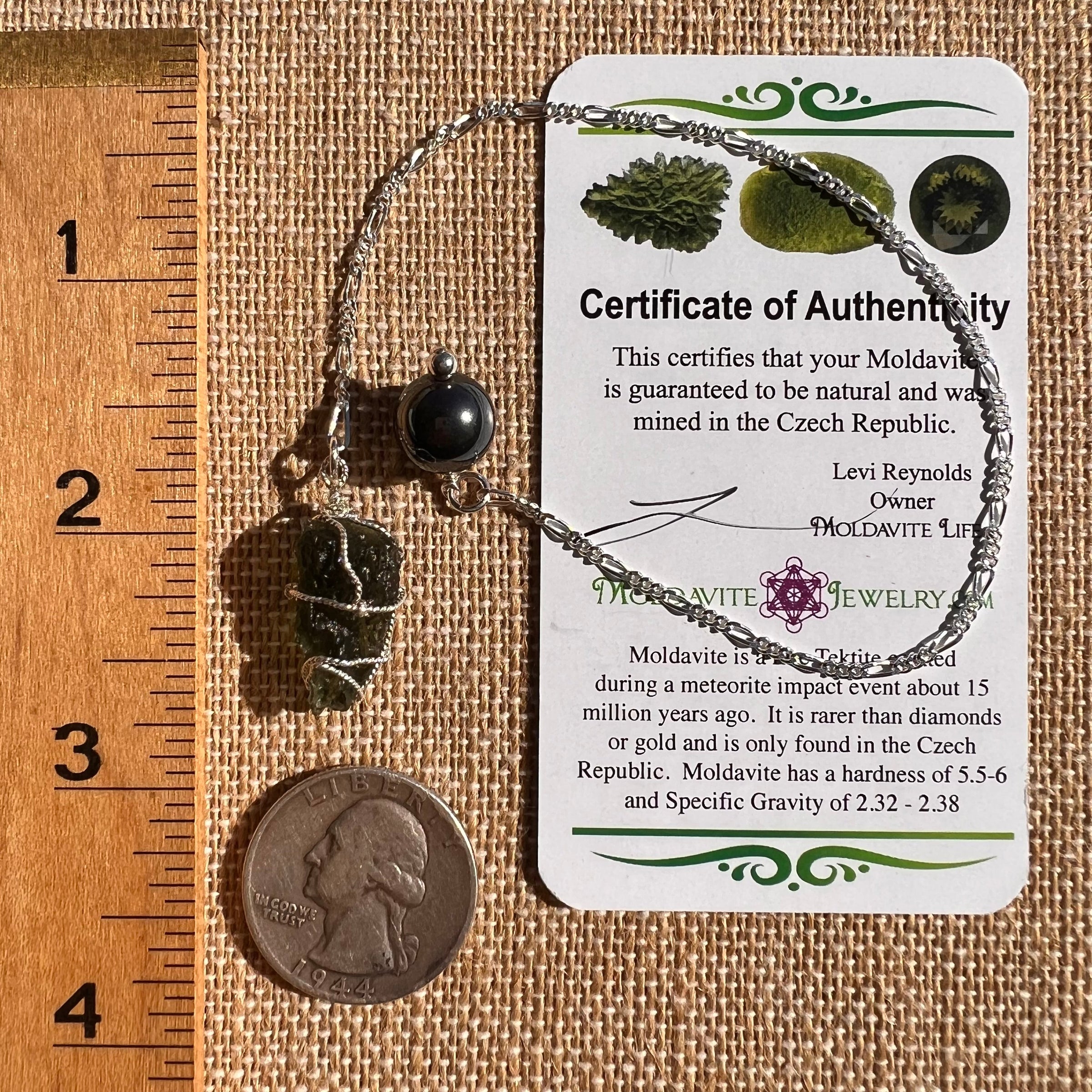 Hematite & Moldavite Pendulum #20-Moldavite Life