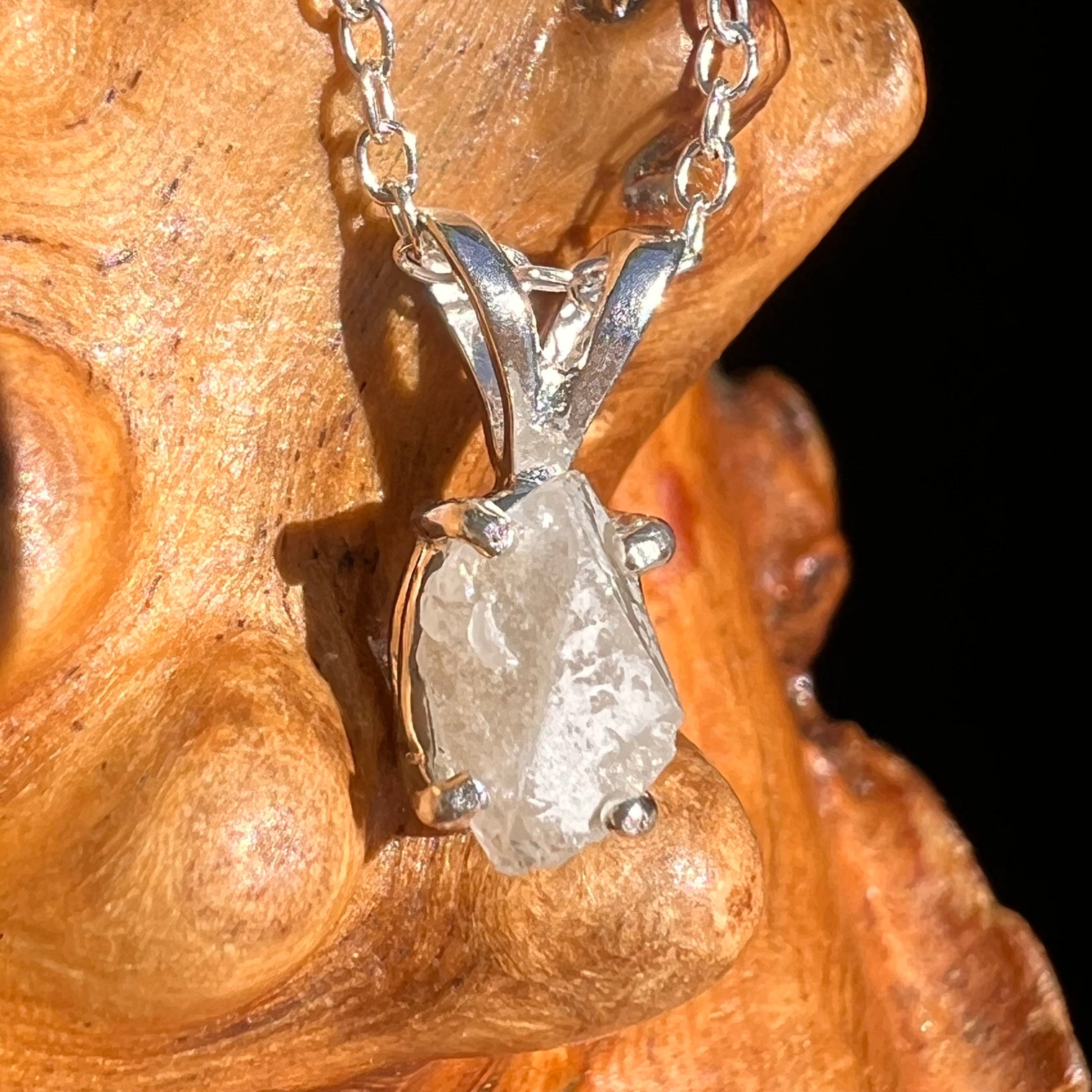 Herderite Necklace Sterling Silver #6639-Moldavite Life