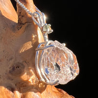 Herkimer Diamond & Moldavite Necklace Sterling #6054-Moldavite Life