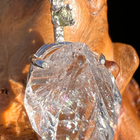 Herkimer Diamond & Moldavite Necklace Sterling #6055-Moldavite Life