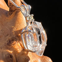 Herkimer Diamond & Moldavite Necklace Sterling #6057-Moldavite Life