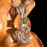 Herkimer Diamond & Moldavite Necklace Sterling #8017-Moldavite Life