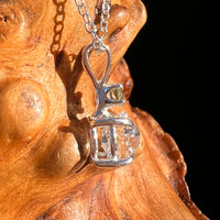 Herkimer Diamond & Moldavite Necklace Sterling #8017-Moldavite Life