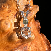 Herkimer Diamond & Moldavite Necklace Sterling #8017-Moldavite Life