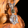 Herkimer Diamond & Moldavite Necklace Sterling #8020-Moldavite Life