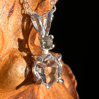 Herkimer Diamond & Moldavite Necklace Sterling #8021-Moldavite Life