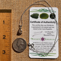 Herkimer Diamond & Moldavite Necklace Sterling #8021-Moldavite Life