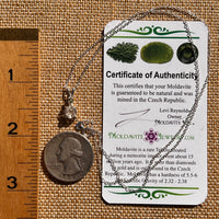 Herkimer Diamond & Moldavite Necklace Sterling #8022-Moldavite Life