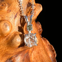 Herkimer Diamond & Moldavite Necklace Sterling #8022-Moldavite Life