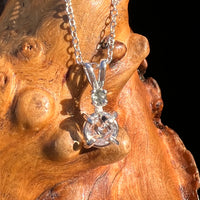 Herkimer Diamond & Moldavite Necklace Sterling #8023-Moldavite Life