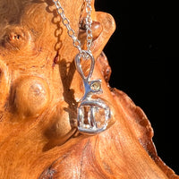 Herkimer Diamond & Moldavite Necklace Sterling #8025-Moldavite Life