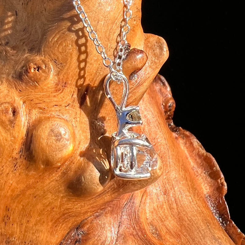 Herkimer Diamond & Moldavite Necklace Sterling #8026-Moldavite Life