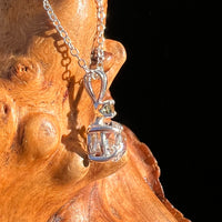 Herkimer Diamond & Moldavite Necklace Sterling #8028-Moldavite Life